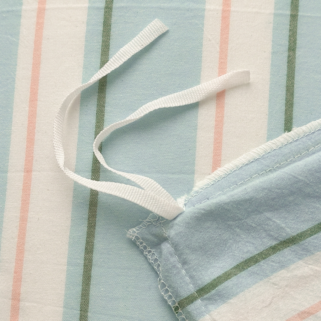 91家纺网 家纺一手货源 找家纺 久典家居 2024新款水洗棉条纹系列四件套 童话蓝