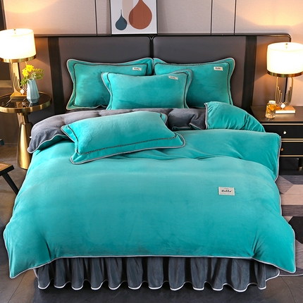 91家纺网 家纺一手货源 找家纺 （总）董成龙2025新款床裙款230克A类全消光婴儿级纯色牛奶绒四件套