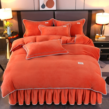 91家纺网 家纺一手货源 找家纺 （总）董成龙2025新款床裙款230克A类全消光婴儿级纯色牛奶绒四件套