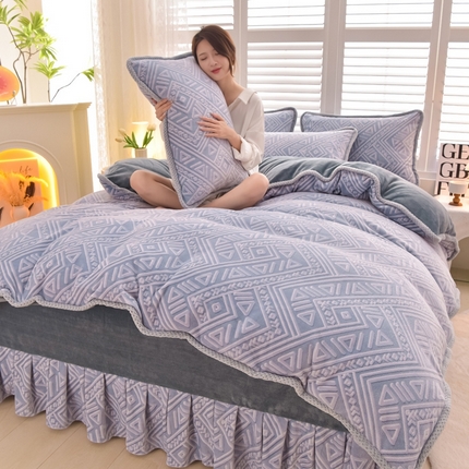 91家纺网 家纺一手货源 找家纺 （总）董成龙家纺 2025新款220克印花牛奶绒四件套A类全消光婴儿级加厚立体四件套