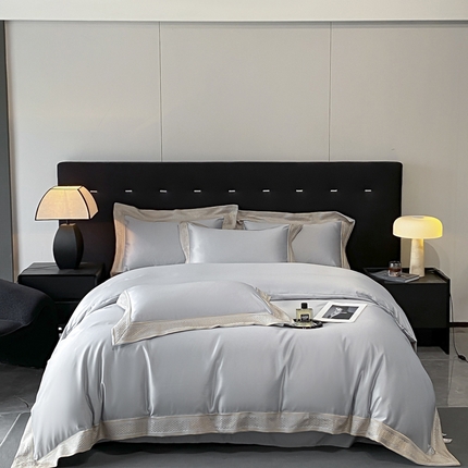 91家纺网 家纺一手货源 找家纺 （总）欧乐蒂 2025新款高支高密水洗贡缎全棉四件套-简爱