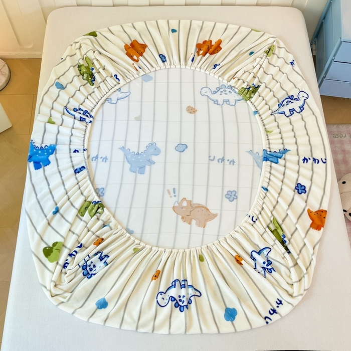 91家纺网 家纺一手货源 找家纺  星座家纺 2025新款小清新牛奶绒单床笠 动物世界