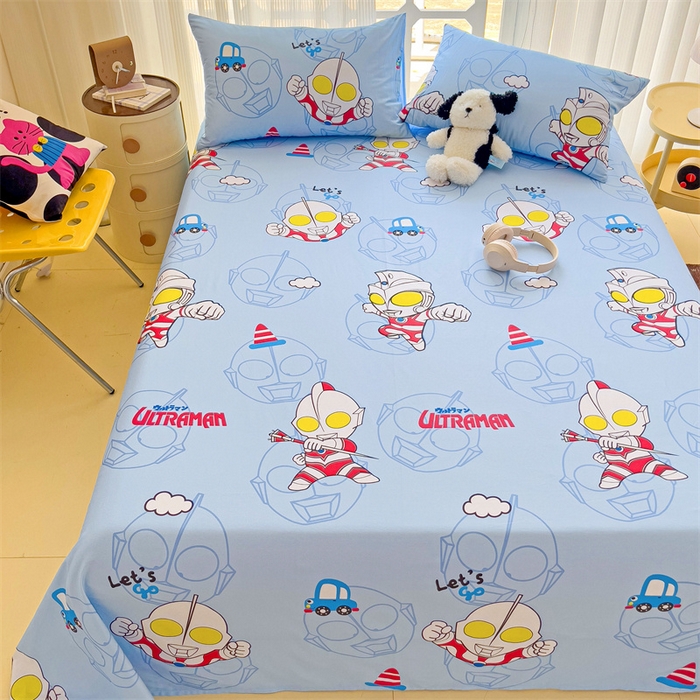 91家纺网 家纺一手货源 找家纺 名兮家居 2024新款正版授权经典奥特曼-三丽鸥全棉床单【含防伪标】 奥特兄弟