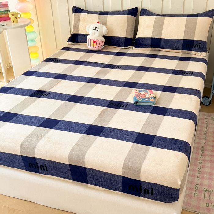 91家纺网 家纺一手货源 找家纺  星座家纺 2025新款小清新牛奶绒单床笠 英伦风