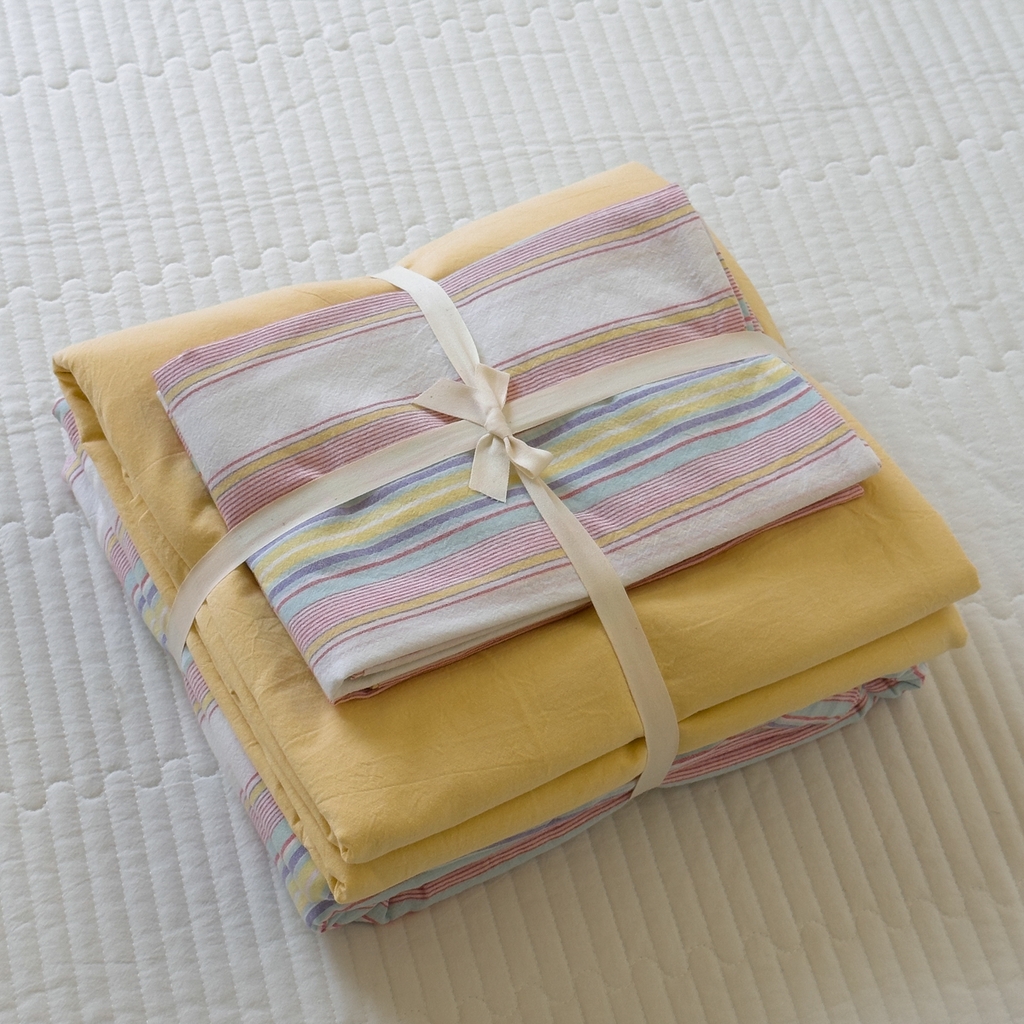 91家纺网 家纺一手货源 找家纺 久典家居 2024新款水洗棉条纹系列单被套 米娅