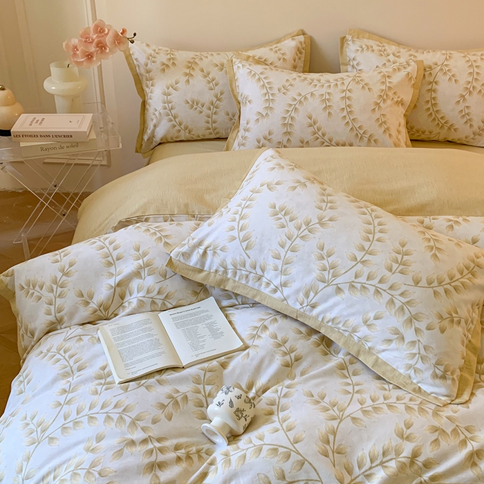 91家纺网 家纺一手货源 找家纺 2024新款全棉磨毛印花系列四件套 仙草