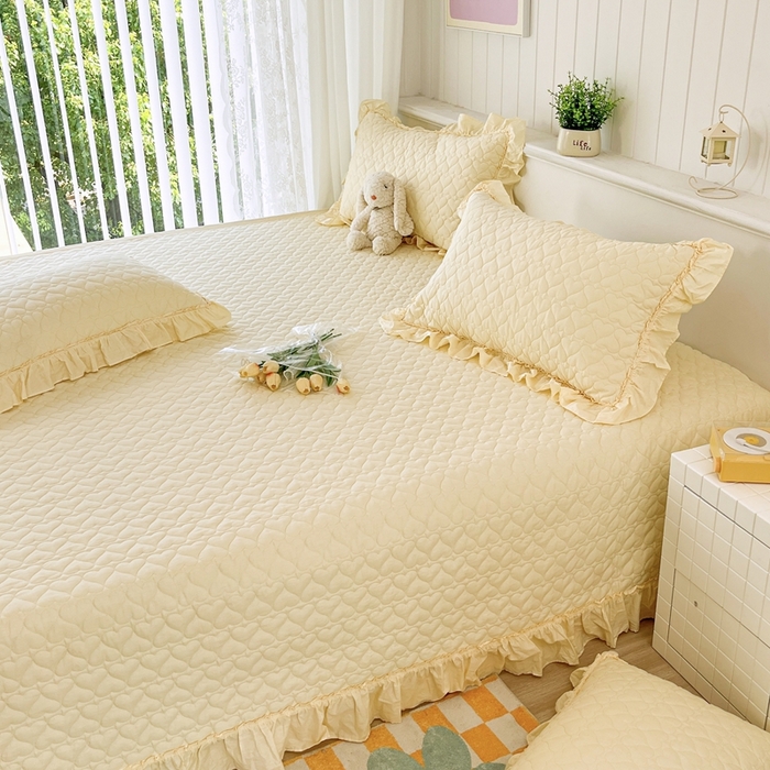 91家纺网 家纺一手货源 找家纺 暖居 2024支持定制纯棉榻榻米四件套全棉农村单件大炕盖纯色床单三件套系列 米黄