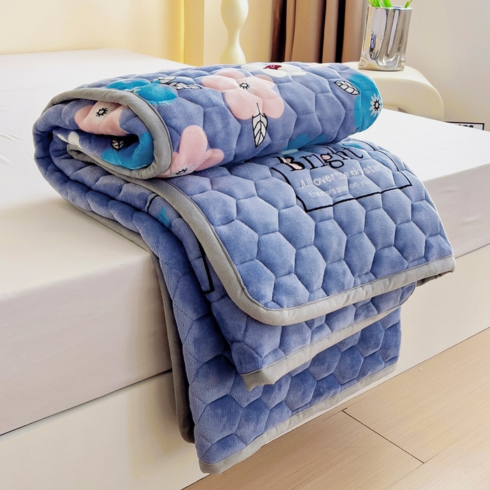 91家纺网 家纺一手货源 找家纺 情煊家纺 2024新款A类牛奶绒印花夹棉床垫 绚丽人生