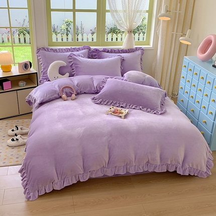 91家纺网 家纺一手货源 找家纺 （总）喜梦缘家纺  2025新款直播热款高克重韩版牛奶绒四件套婚庆四件套双拼四件套