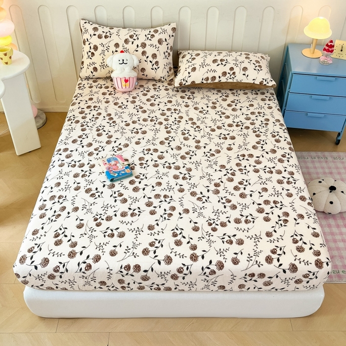 91家纺网 家纺一手货源 找家纺  星座家纺 2025新款小清新牛奶绒单床笠 玫瑰的故事