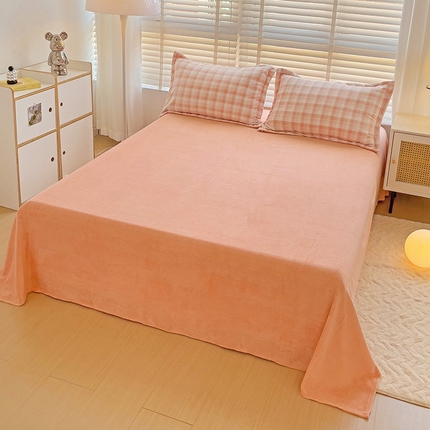 91家纺网 家纺一手货源 找家纺 （总）简一 2024新款牛奶绒无印风ins风方格系列-单床单