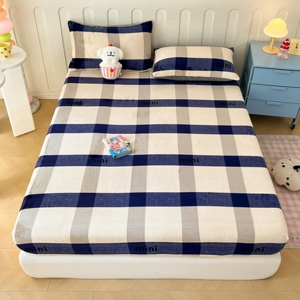 91家纺网 家纺一手货源 找家纺  星座家纺 2025新款小清新牛奶绒单床笠 英伦风