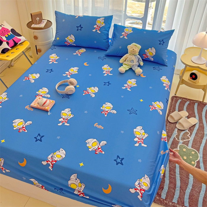 91家纺网 家纺一手货源 找家纺 名兮家居 2024新款正版授权经典奥特曼-三丽鸥全棉印花床笠【含防伪标】 艾斯奥特曼