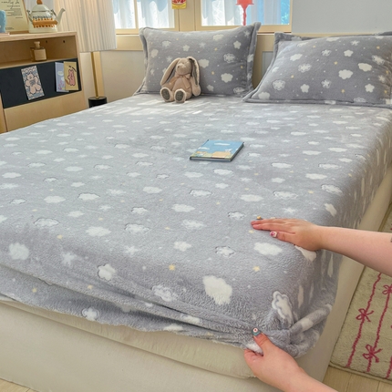 91家纺网 家纺一手货源 找家纺 （总）川悦生活 2024新款高克重雪花绒加厚保暖床笠