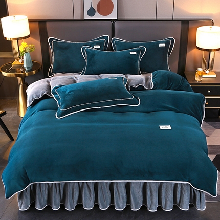 91家纺网 家纺一手货源 找家纺 （总）董成龙2025新款床裙款230克A类全消光婴儿级纯色牛奶绒四件套