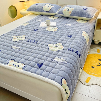 91家纺网 家纺一手货源 找家纺 （总）眠势力 2025新款牛奶绒床垫保暖床褥子夹棉加厚秋冬季印花床护垫