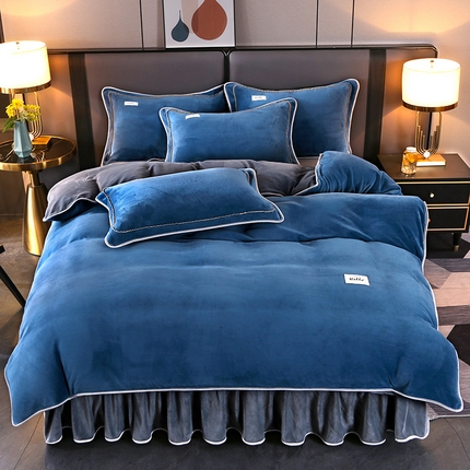 91家纺网 家纺一手货源 找家纺 （总）董成龙2025新款床裙款230克A类全消光婴儿级纯色牛奶绒四件套