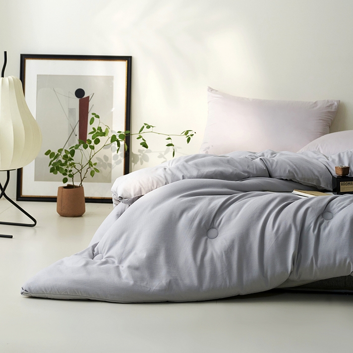 91家纺网 家纺一手货源 找家纺 欧夏家纺 2024新款日式素棉提花大豆被明太西川 灰色