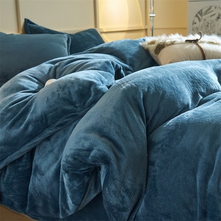 91家纺网 家纺一手货源 找家纺 （总）兰紫橙家纺 2025新款加厚保暖纯色双拼牛奶绒四件套