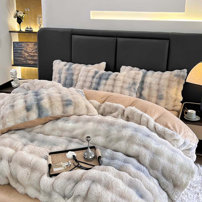 91家纺网 家纺一手货源 找家纺 金爱家 2024新品全消光A类纯色獭兔毛绒立体牛奶绒四件套-七彩泡泡 七彩泡泡蓝