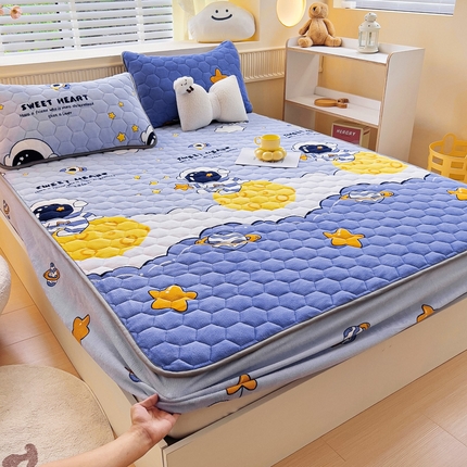 91家纺网 家纺一手货源 找家纺 （总）情煊家纺 2024新款保暖牛奶绒夹棉床笠-床笠款牛奶绒床笠三件套