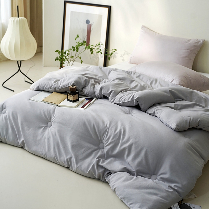 91家纺网 家纺一手货源 找家纺 欧夏家纺 2024新款日式素棉提花大豆被明太西川 灰色