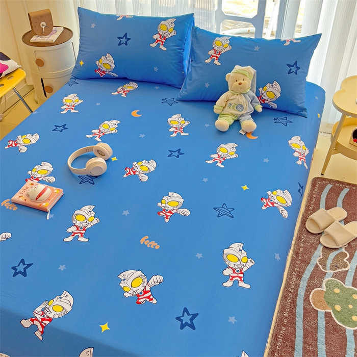 91家纺网 家纺一手货源 找家纺 名兮家居 2024新款正版授权经典奥特曼-三丽鸥全棉印花床笠【含防伪标】 艾斯奥特曼