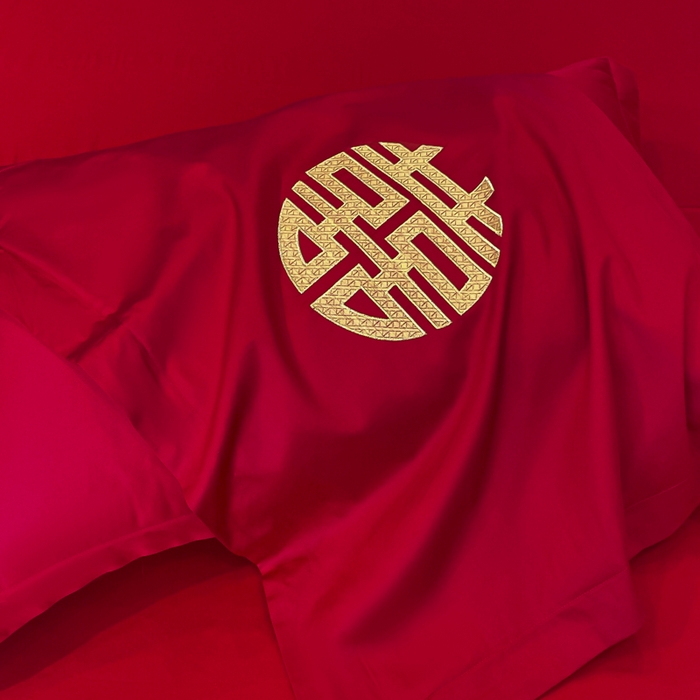 91家纺网 家纺一手货源 找家纺 欧乐蒂 2025新款亲肤棉婚庆刺绣四件套系列 爱情花语