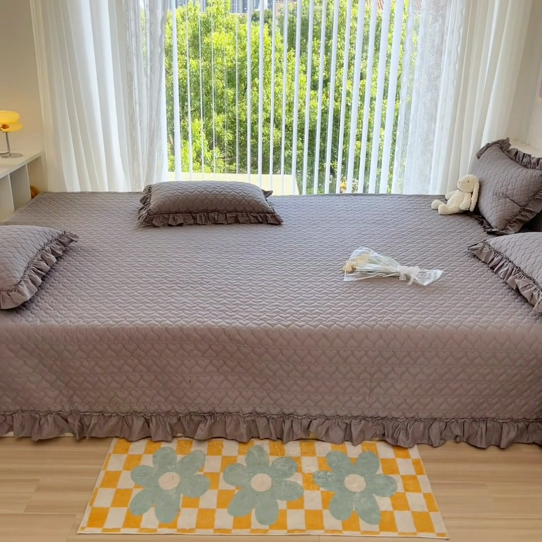 91家纺网 家纺一手货源 找家纺 暖居 2024支持定制纯棉榻榻米四件套全棉农村单件大炕盖纯色床单三件套系列 夜空灰  