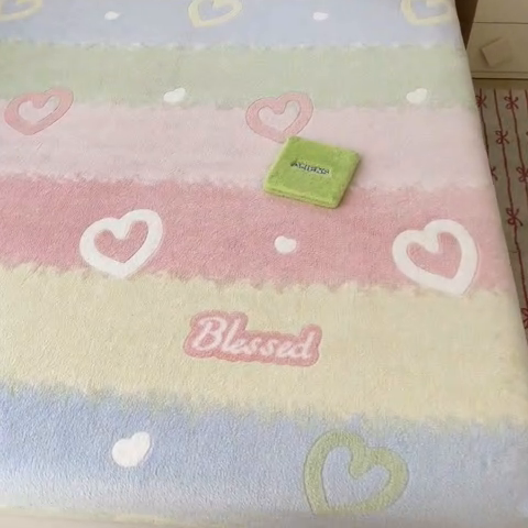 91家纺网 家纺一手货源 找家纺 川悦生活 2024新款高克重雪花绒加厚保暖床笠 床笠彩虹爱语