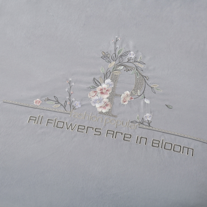 91家纺网 家纺一手货源 找家纺 OL家纺 2024新款磨毛暖绒床盖夹棉四件套刺绣轻奢风 高级灰