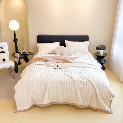 91家纺网 家纺一手货源 找家纺 （总）摩妮卡 2025新款600克大泡泡兔毛复合毛毯牛奶绒爆款直播