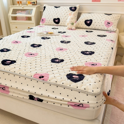 丝羽坊 2024新款A类加厚牛奶绒夹棉床笠 伊心恋