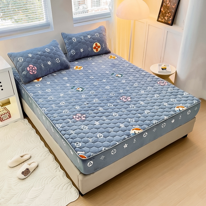 91家纺网 家纺一手货源 找家纺 （总）情煊家纺 2024新款保暖牛奶绒夹棉床笠-床笠款牛奶绒床笠三件套