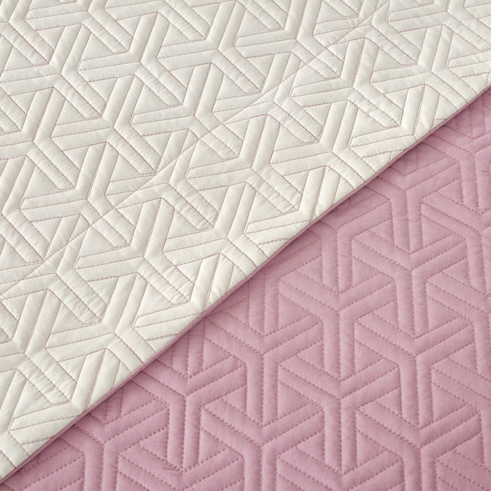 91家纺网 家纺一手货源 找家纺 OL家纺 2024新款磨毛暖绒床盖夹棉四件套刺绣轻奢风 粉豆沙