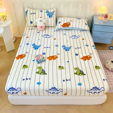 91家纺网 家纺一手货源 找家纺  星座家纺 2025新款小清新牛奶绒单床笠 动物世界