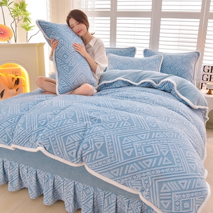 91家纺网 家纺一手货源 找家纺 （总）董成龙家纺 2025新款220克印花牛奶绒四件套A类全消光婴儿级加厚立体四件套