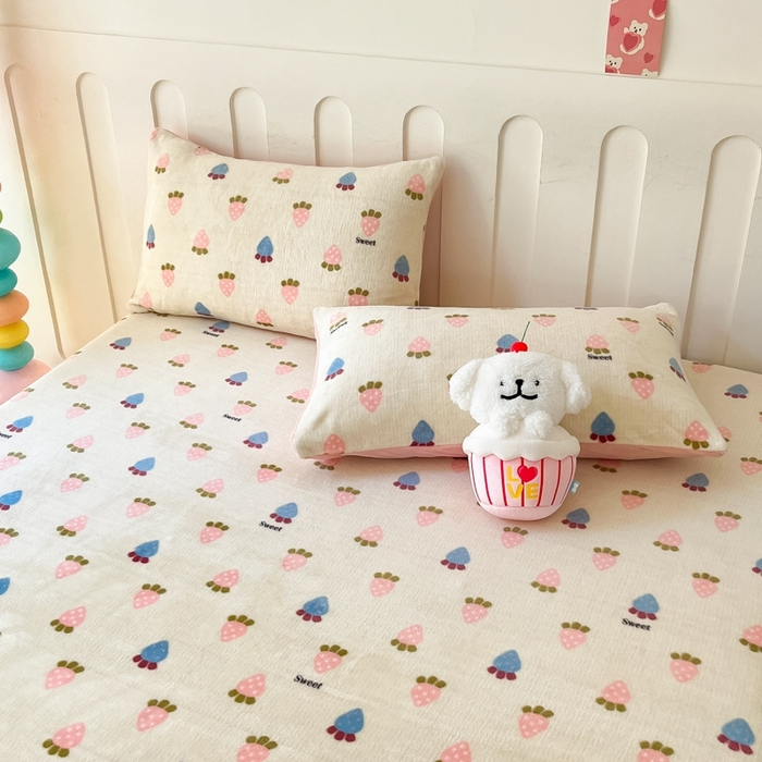 91家纺网 家纺一手货源 找家纺  星座家纺 2025新款小清新牛奶绒单床笠 小萝卜