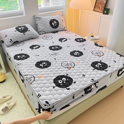 91家纺网 家纺一手货源 找家纺 （总）情煊家纺 2024新款保暖牛奶绒夹棉床笠-床笠款牛奶绒床笠三件套