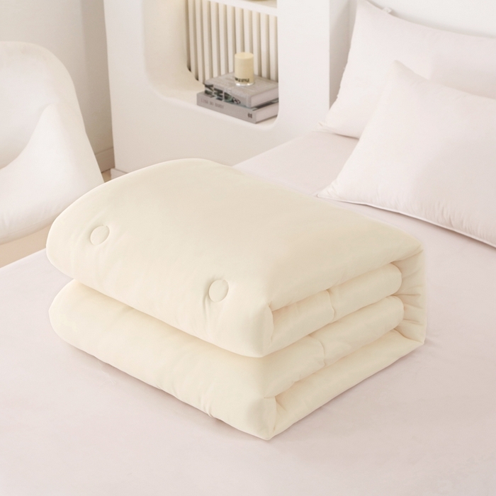 91家纺网 家纺一手货源 找家纺 棉造家居 2024新款亲肤棉花被针织棉绗缝春秋冬被芯 米黄