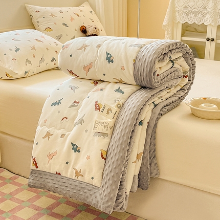 91家纺网 家纺一手货源 找家纺 梦依依 2025新款全棉豆豆绒大豆被 恐龙星球