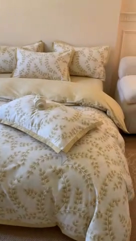 91家纺网 家纺一手货源 找家纺 2024新款全棉磨毛印花系列四件套 仙草