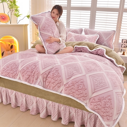 91家纺网 家纺一手货源 找家纺 （总）董成龙家纺 2025新款220克印花牛奶绒四件套A类全消光婴儿级加厚立体四件套