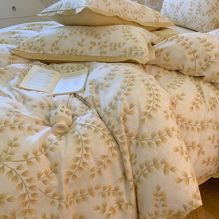 91家纺网 家纺一手货源 找家纺 2024新款全棉磨毛印花系列四件套 仙草