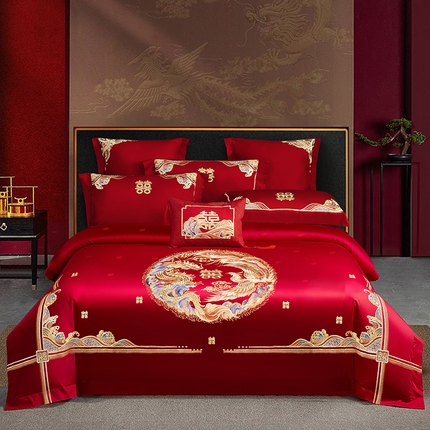 91家纺网 家纺一手货源 找家纺 （总）张公子婚庆馆 2025新款舒适长绒棉婚庆系列四件套 