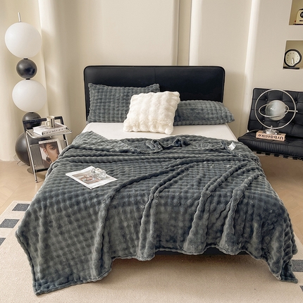 91家纺网 家纺一手货源 找家纺 （总）大元 2025新款仿兔毛泡泡毛毯牛奶绒毛毯午睡毯