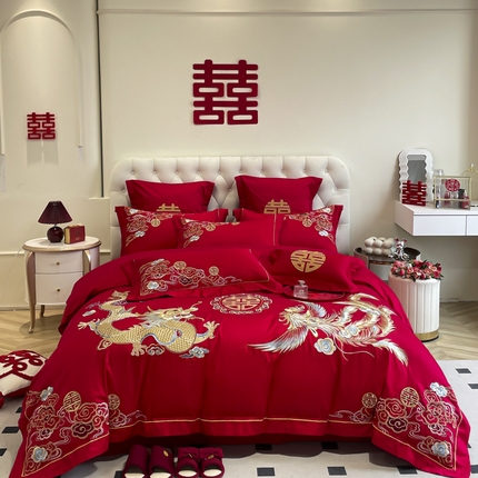 91家纺网 家纺一手货源 找家纺 （总）欧乐蒂 2025新款亲肤棉婚庆刺绣四件套系列