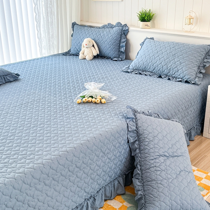 91家纺网 家纺一手货源 找家纺 暖居 2024支持定制纯棉榻榻米四件套全棉农村单件大炕盖纯色床单三件套系列 天空蓝