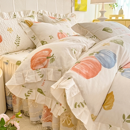 91家纺网 家纺一手货源 找家纺 （总）美达家纺 美达家纺 2025新款亲肤舒适全棉公主风夹棉床裙四件套