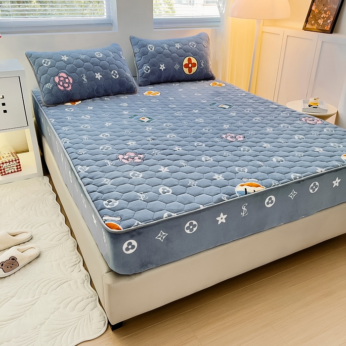 91家纺网 家纺一手货源 找家纺 （总）情煊家纺 2024新款保暖牛奶绒夹棉床笠-床笠款牛奶绒床笠三件套